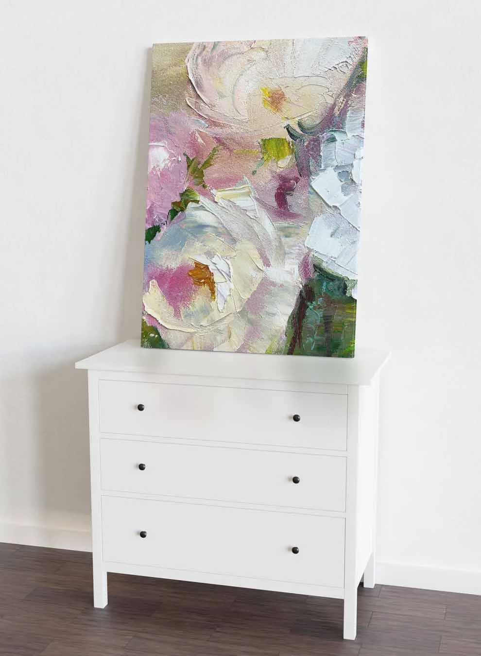 Canvas Wall Art Stretched Over Wooden Frame with Black Floating Frame