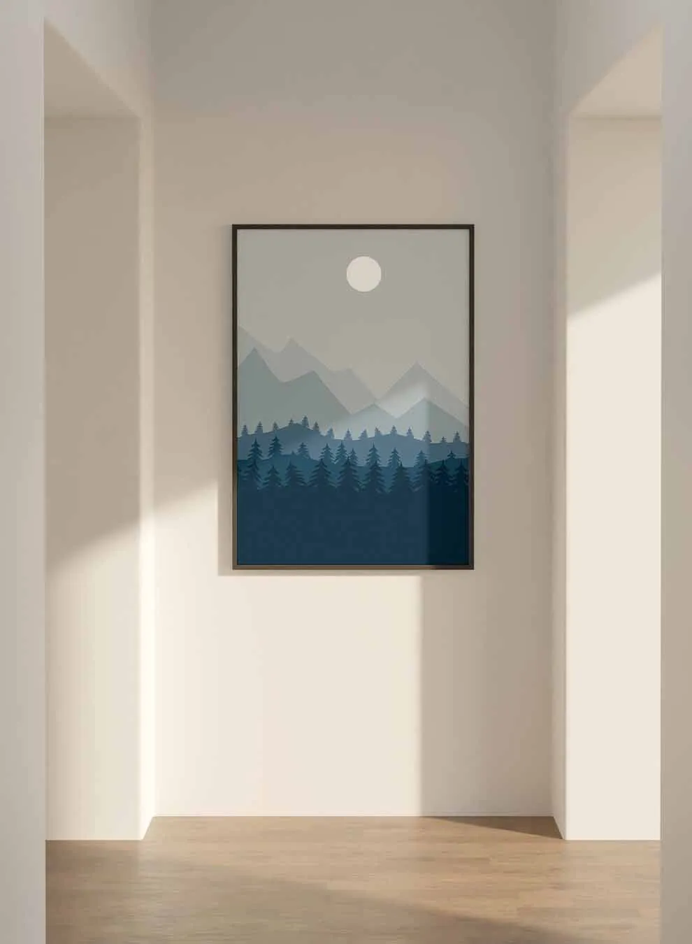Canvas Wall Art Stretched Over Wooden Frame with Black Floating Frame