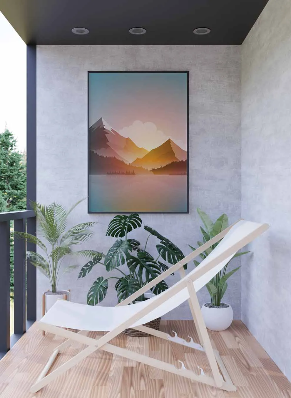 Canvas Wall Art Stretched Over Wooden Frame with Black Floating Frame