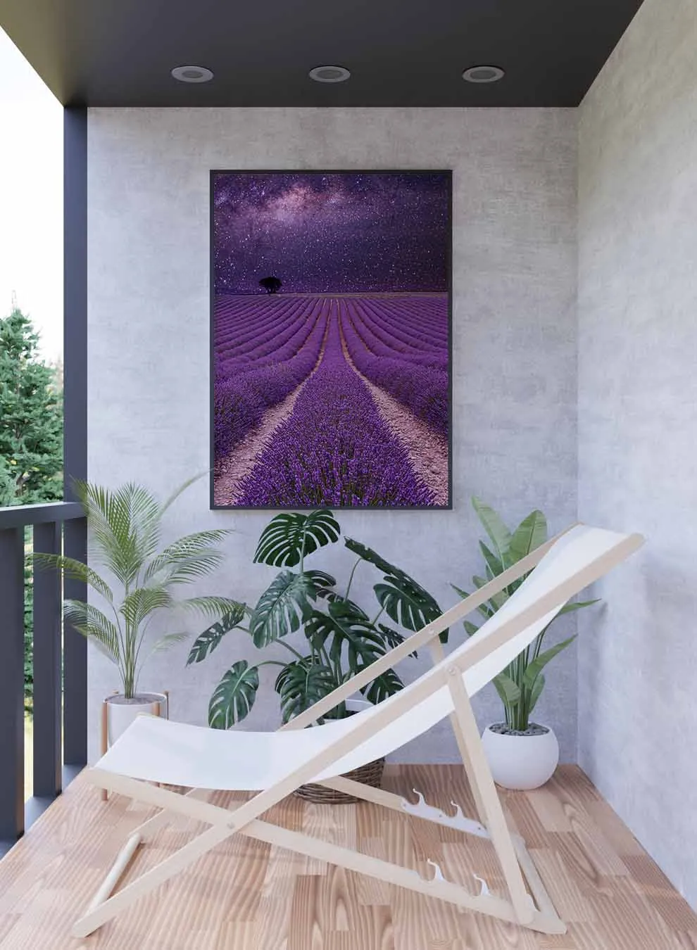 Canvas Wall Art Stretched Over Wooden Frame with Black Floating Frame