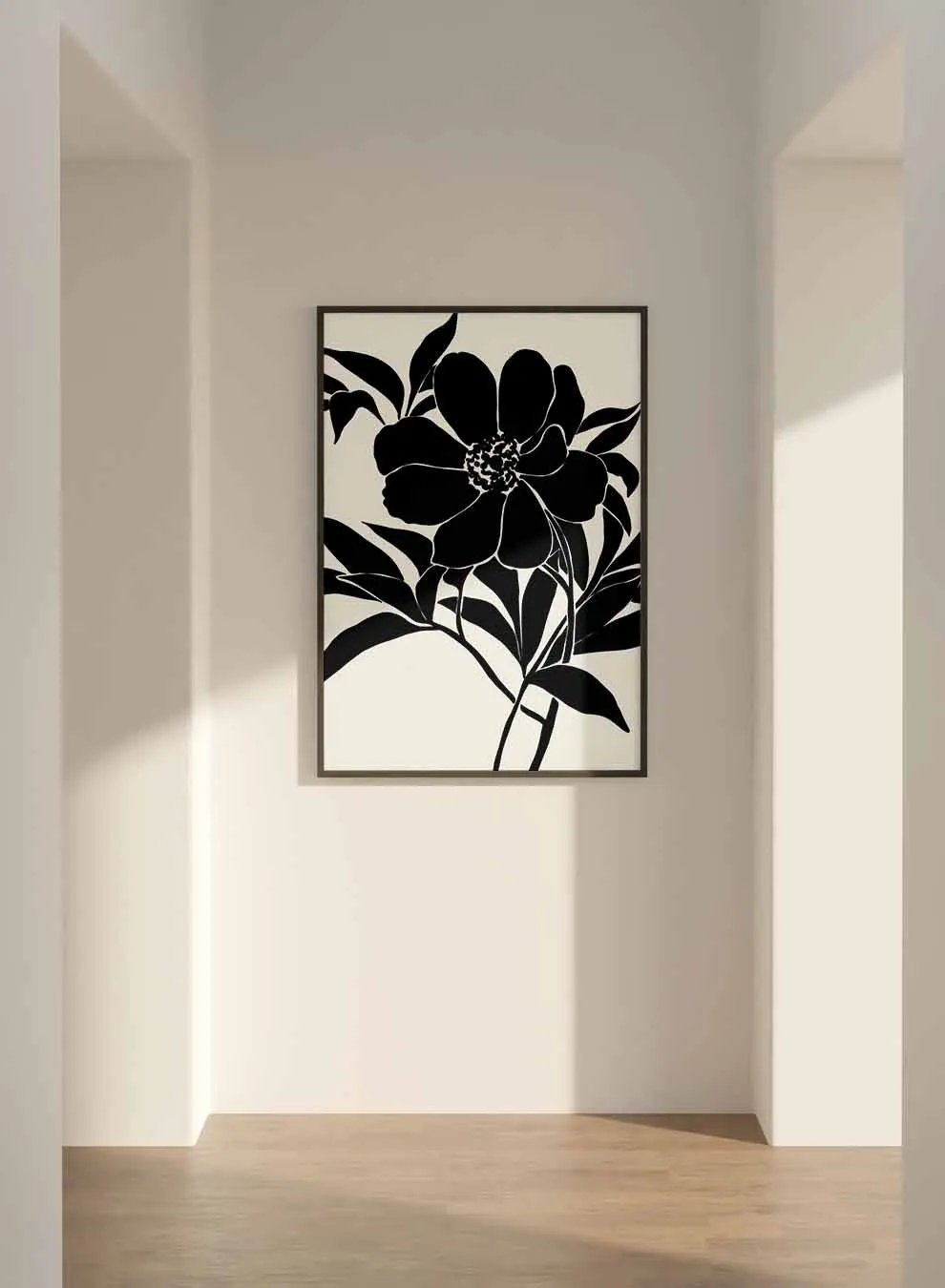 Canvas Wall Art Stretched Over Wooden Frame with Black Floating Frame