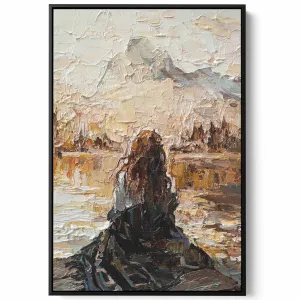 Canvas Wall Art Stretched Over Wooden Frame with Black Floating Frame