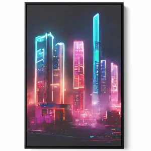 Canvas Wall Art Stretched Over Wooden Frame with Black Floating Frame