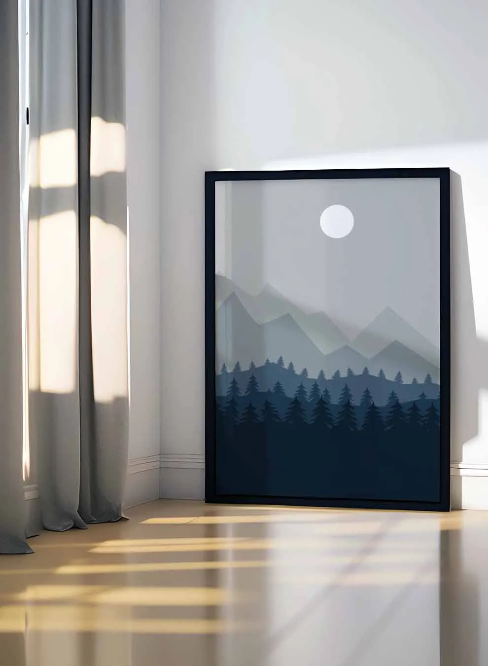 Canvas Wall Art Stretched Over Wooden Frame with Black Floating Frame