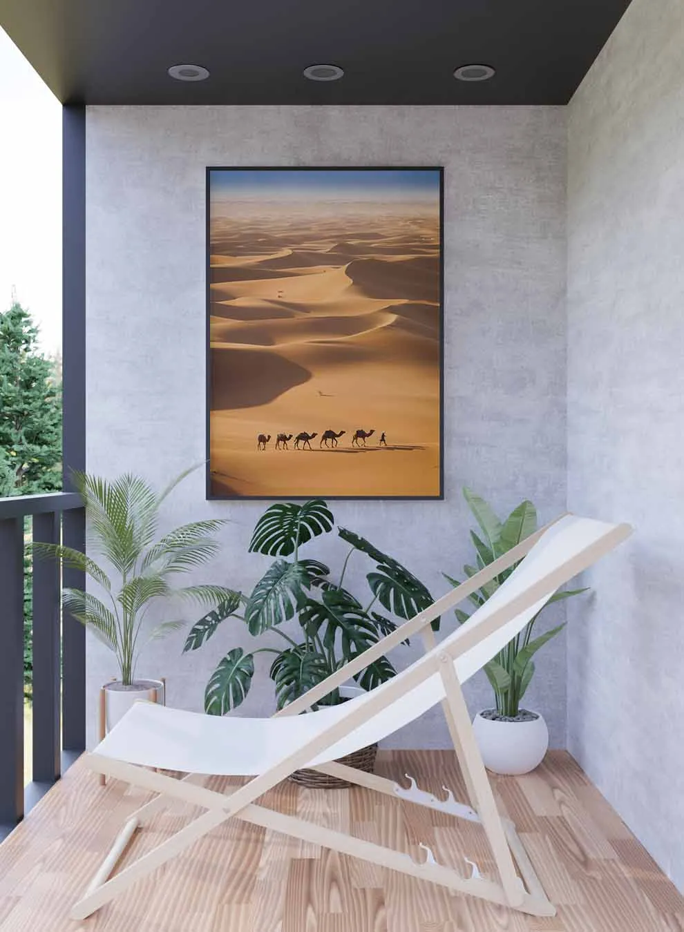Canvas Wall Art Stretched Over Wooden Frame with Black Floating Frame