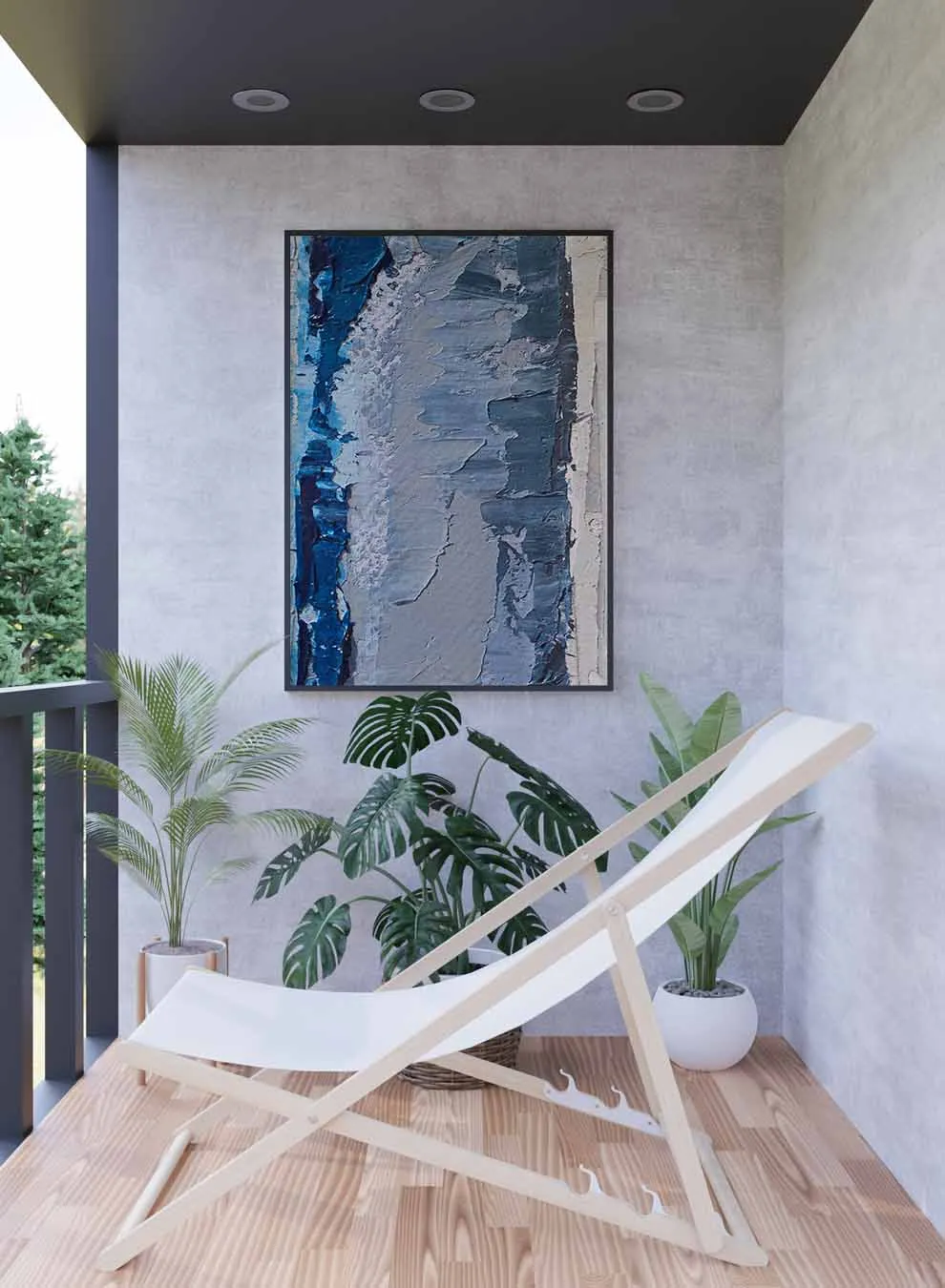 Canvas Wall Art Stretched Over Wooden Frame with Black Floating Frame