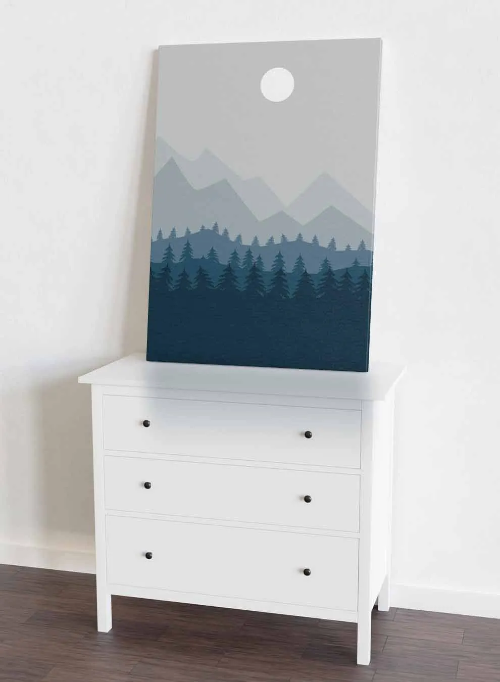 Canvas Wall Art Stretched Over Wooden Frame with Black Floating Frame