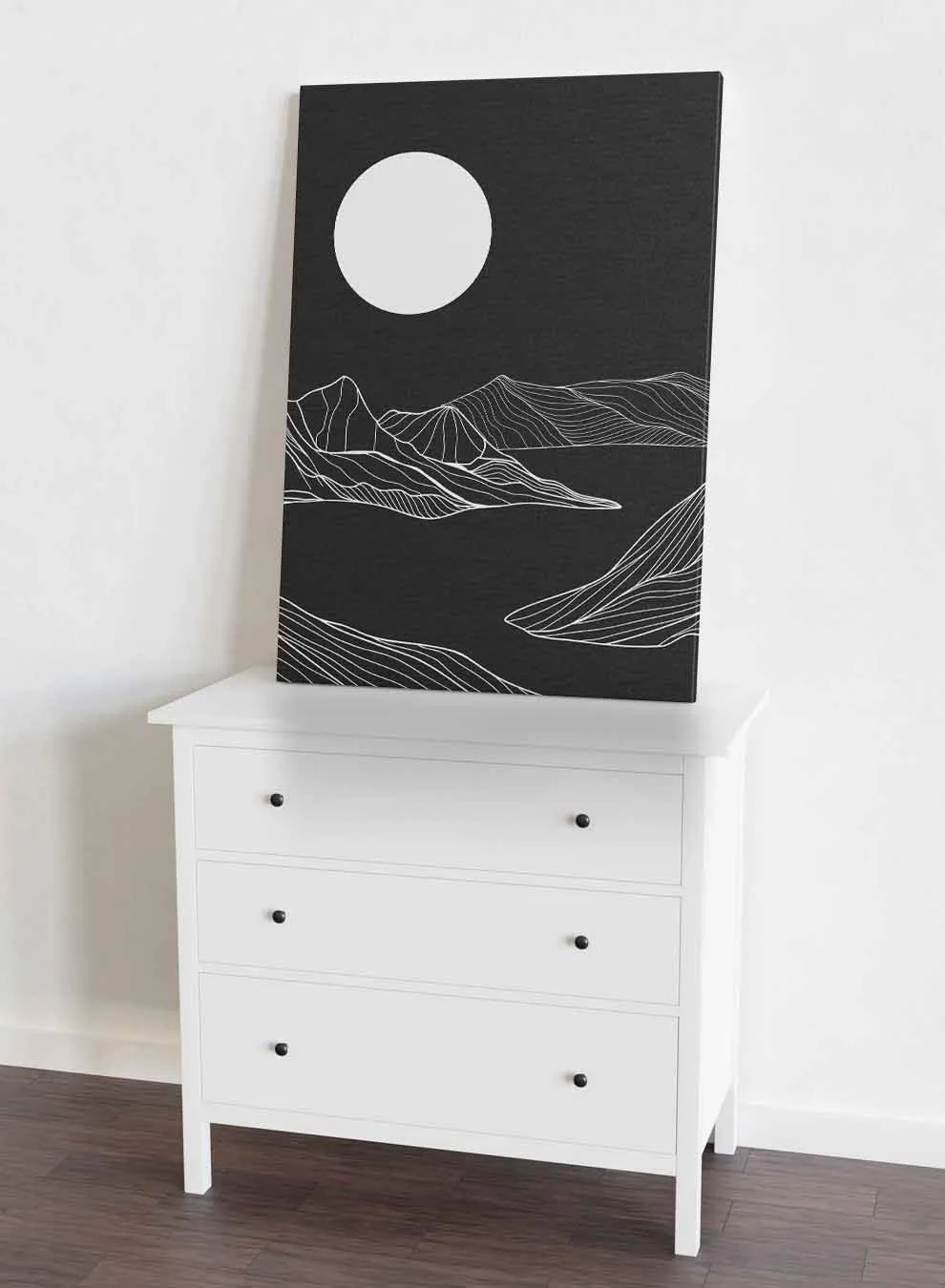 Canvas Wall Art Stretched Over Wooden Frame with Black Floating Frame
