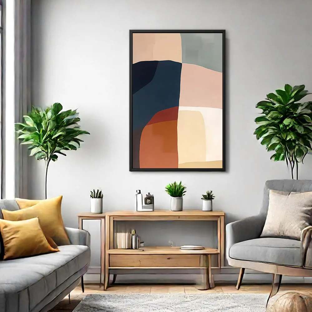 Canvas Wall Art Stretched Over Wooden Frame with Floating Frame and Abstract Painting CV4099