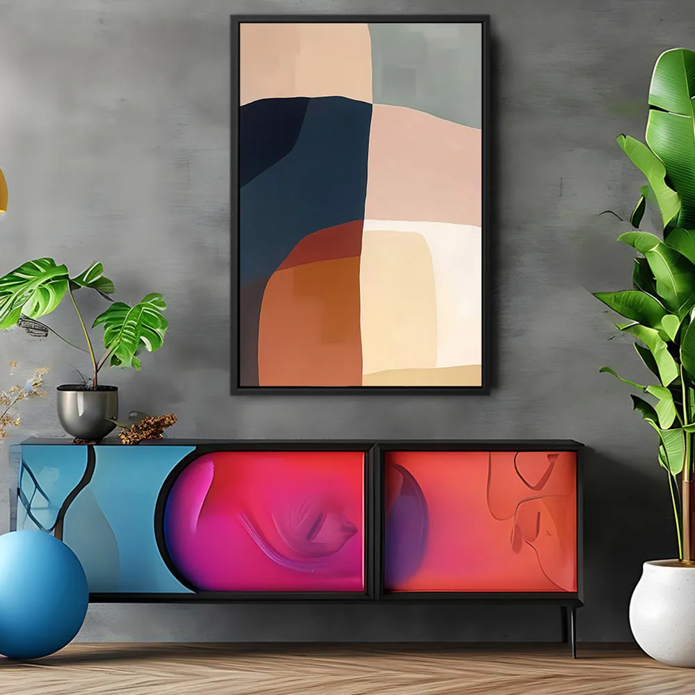 Canvas Wall Art Stretched Over Wooden Frame with Floating Frame and Abstract Painting CV4099