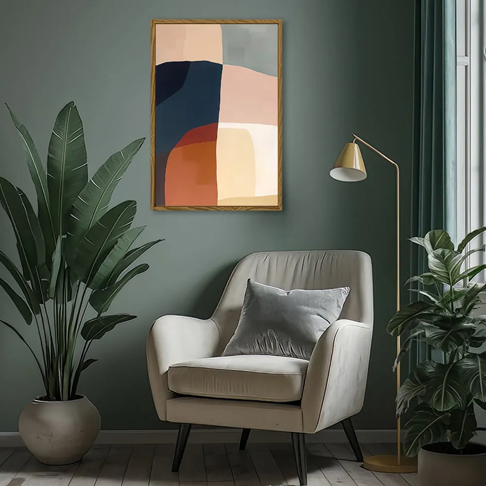 Canvas Wall Art Stretched Over Wooden Frame with Floating Frame and Abstract Painting CV4099