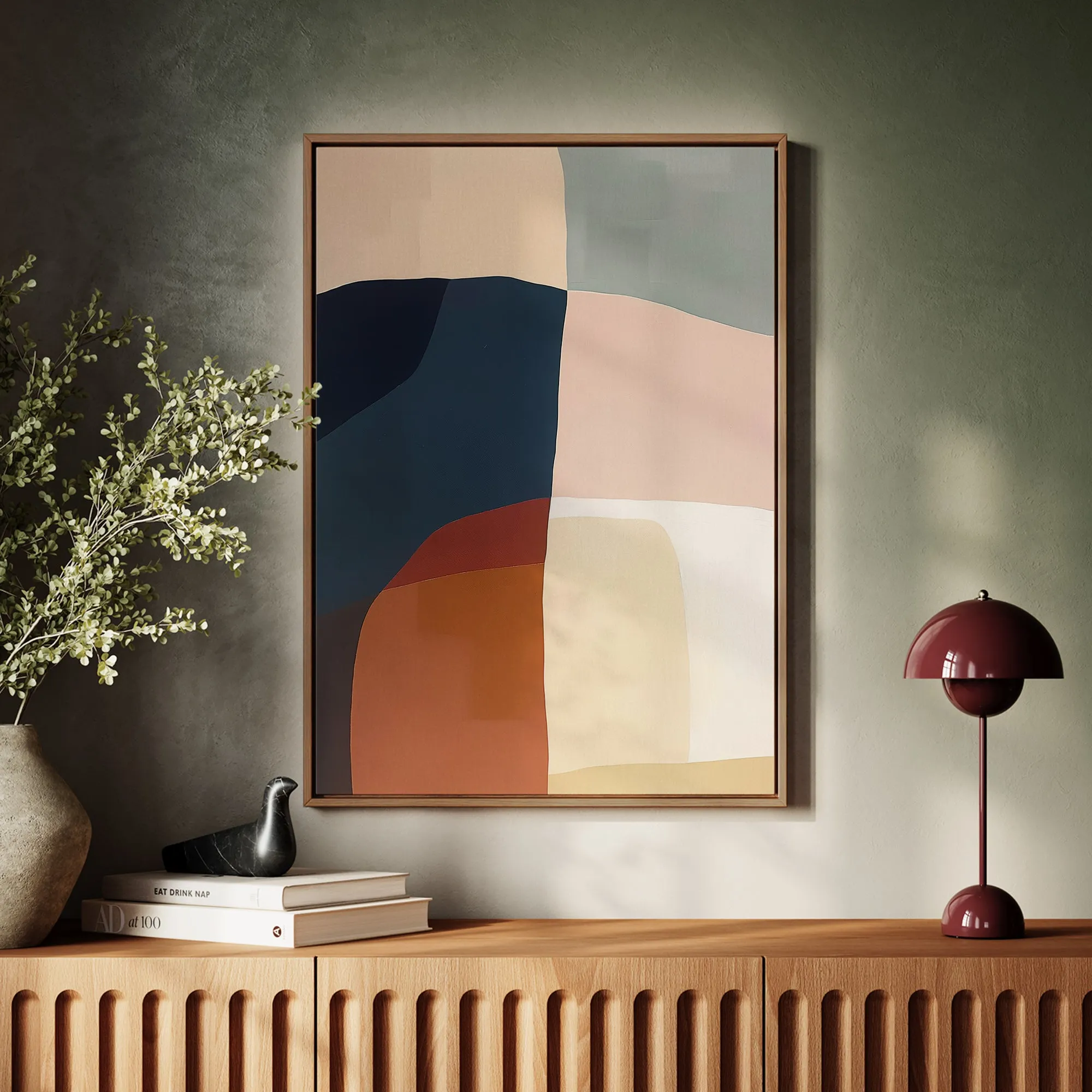 Canvas Wall Art Stretched Over Wooden Frame with Floating Frame and Abstract Painting CV4099