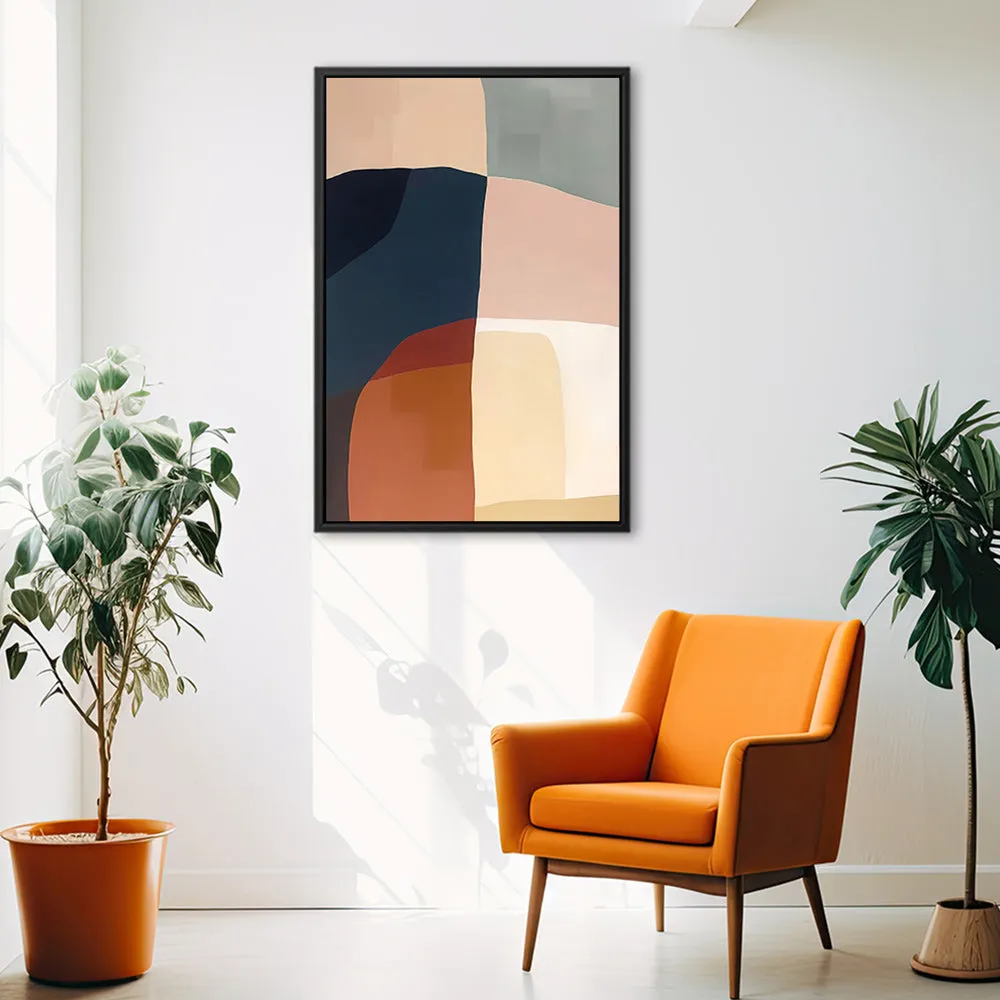 Canvas Wall Art Stretched Over Wooden Frame with Floating Frame and Abstract Painting CV4099