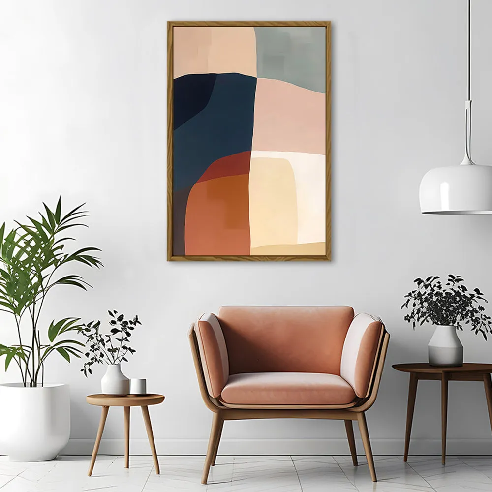 Canvas Wall Art Stretched Over Wooden Frame with Floating Frame and Abstract Painting CV4099