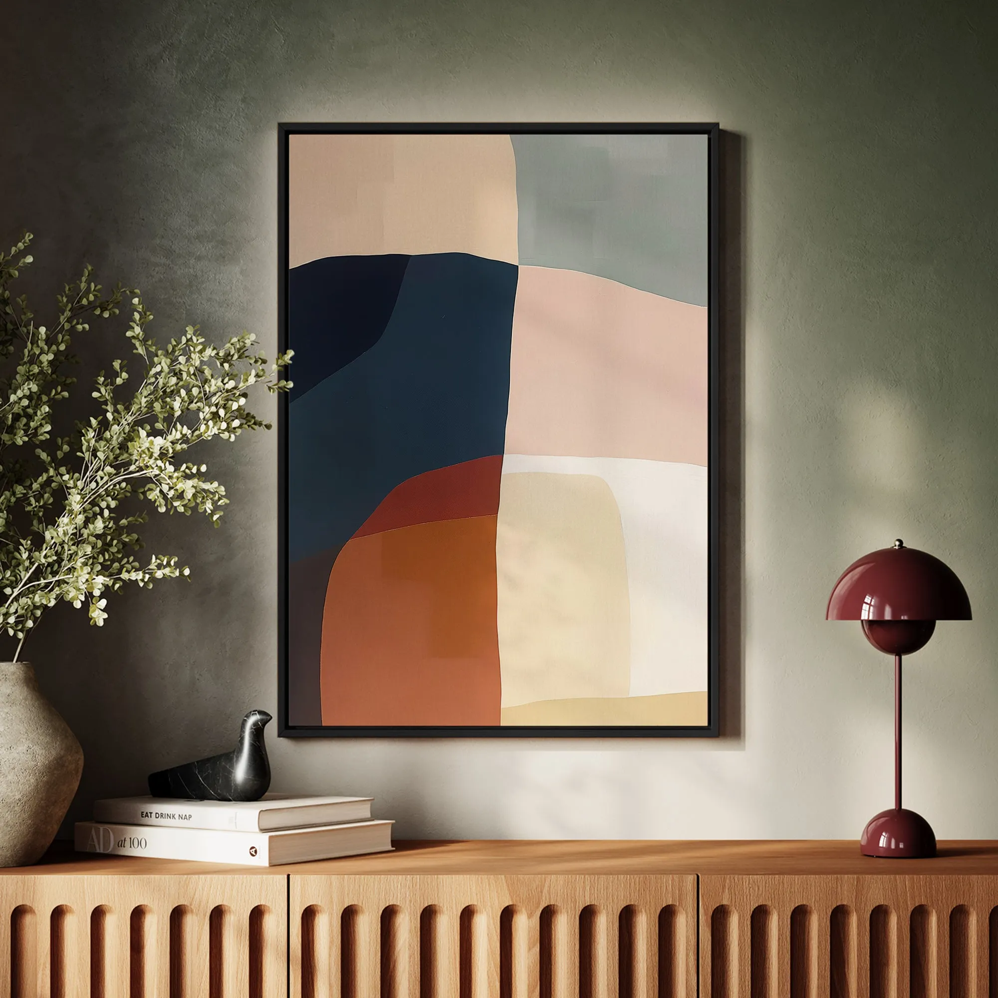 Canvas Wall Art Stretched Over Wooden Frame with Floating Frame and Abstract Painting CV4099