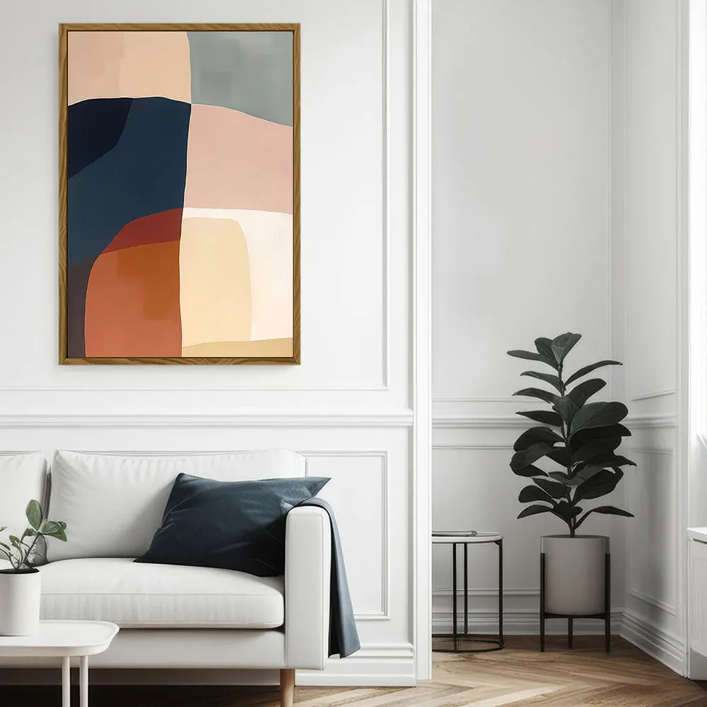 Canvas Wall Art Stretched Over Wooden Frame with Floating Frame and Abstract Painting CV4099
