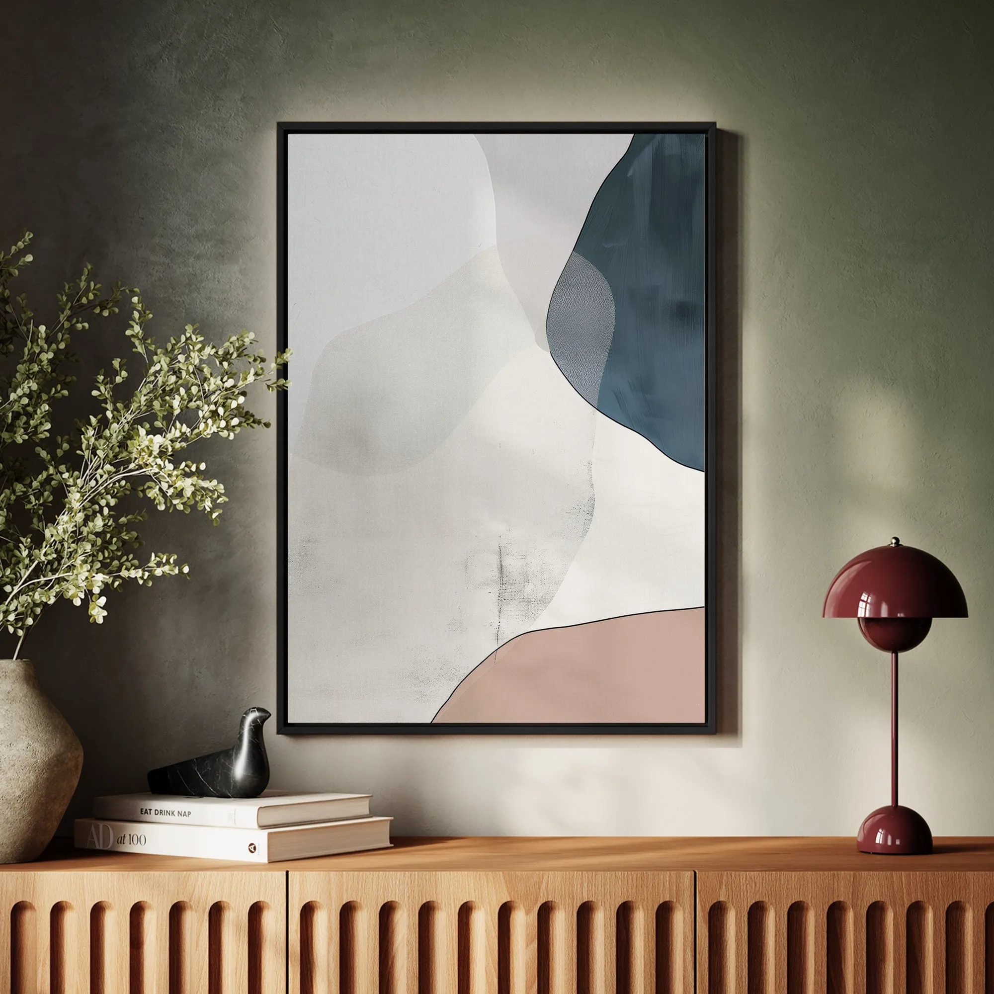 Canvas Wall Art Stretched Over Wooden Frame with Floating Frame and Abstract Painting CV4101