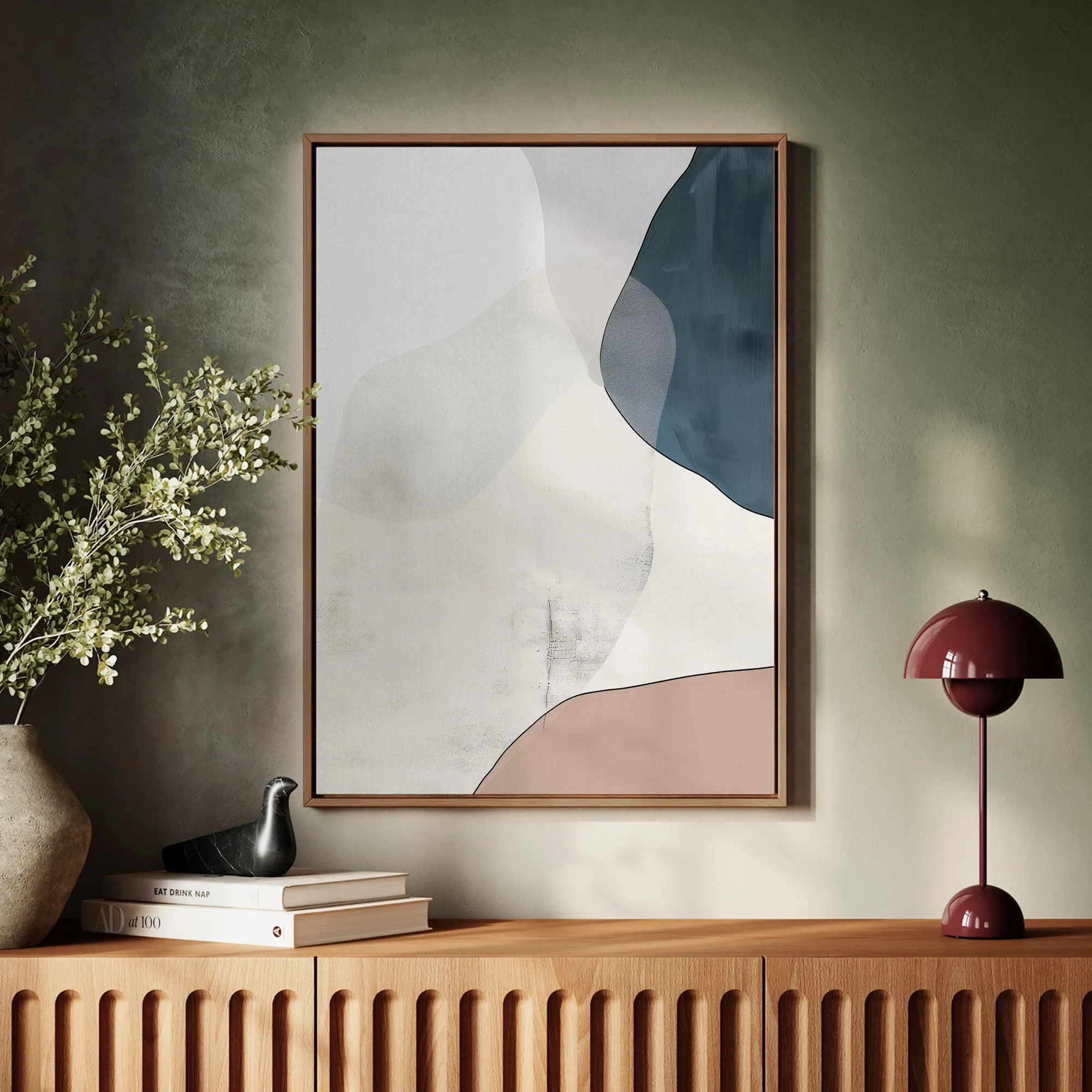 Canvas Wall Art Stretched Over Wooden Frame with Floating Frame and Abstract Painting CV4101