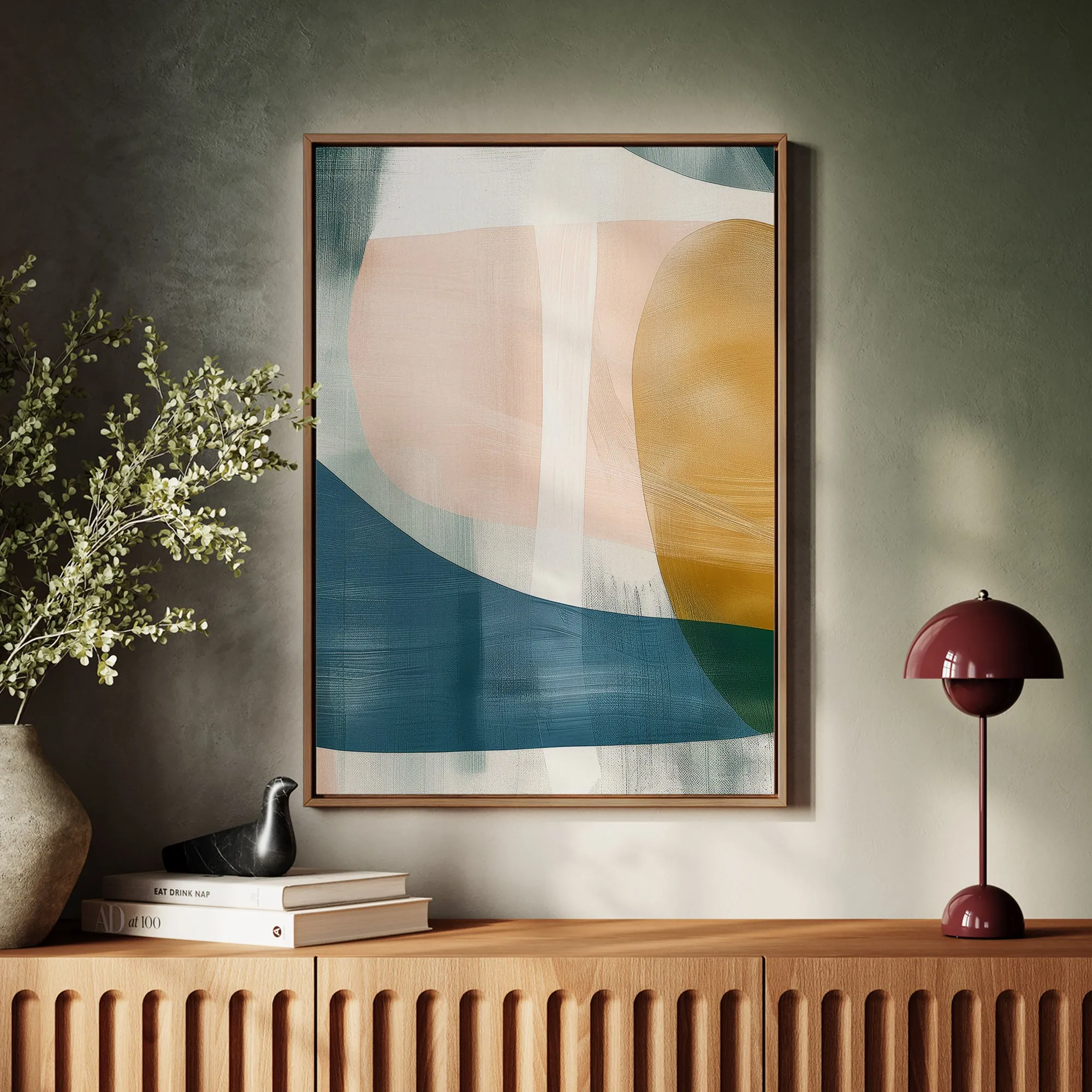 Canvas Wall Art Stretched Over Wooden Frame with Floating Frame and Abstract Painting CV4103