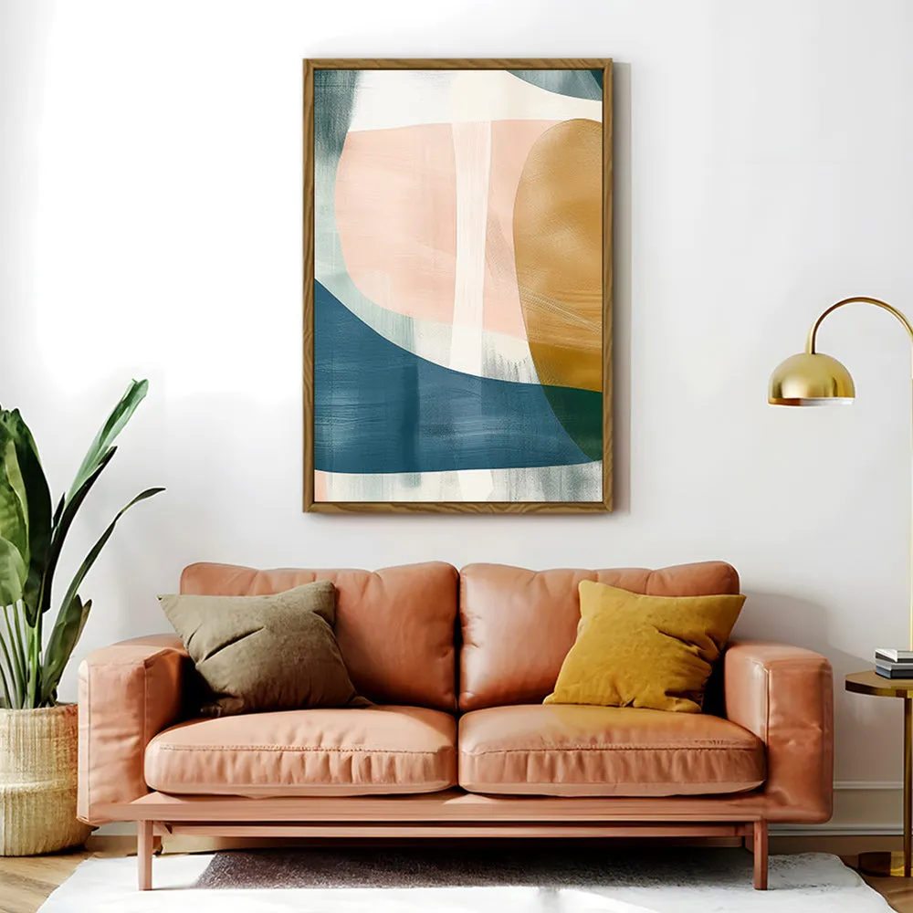 Canvas Wall Art Stretched Over Wooden Frame with Floating Frame and Abstract Painting CV4103
