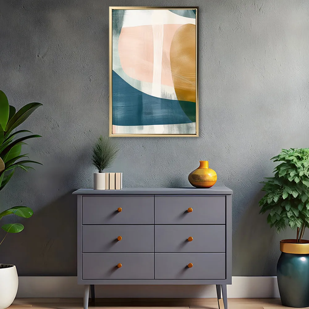 Canvas Wall Art Stretched Over Wooden Frame with Floating Frame and Abstract Painting CV4103