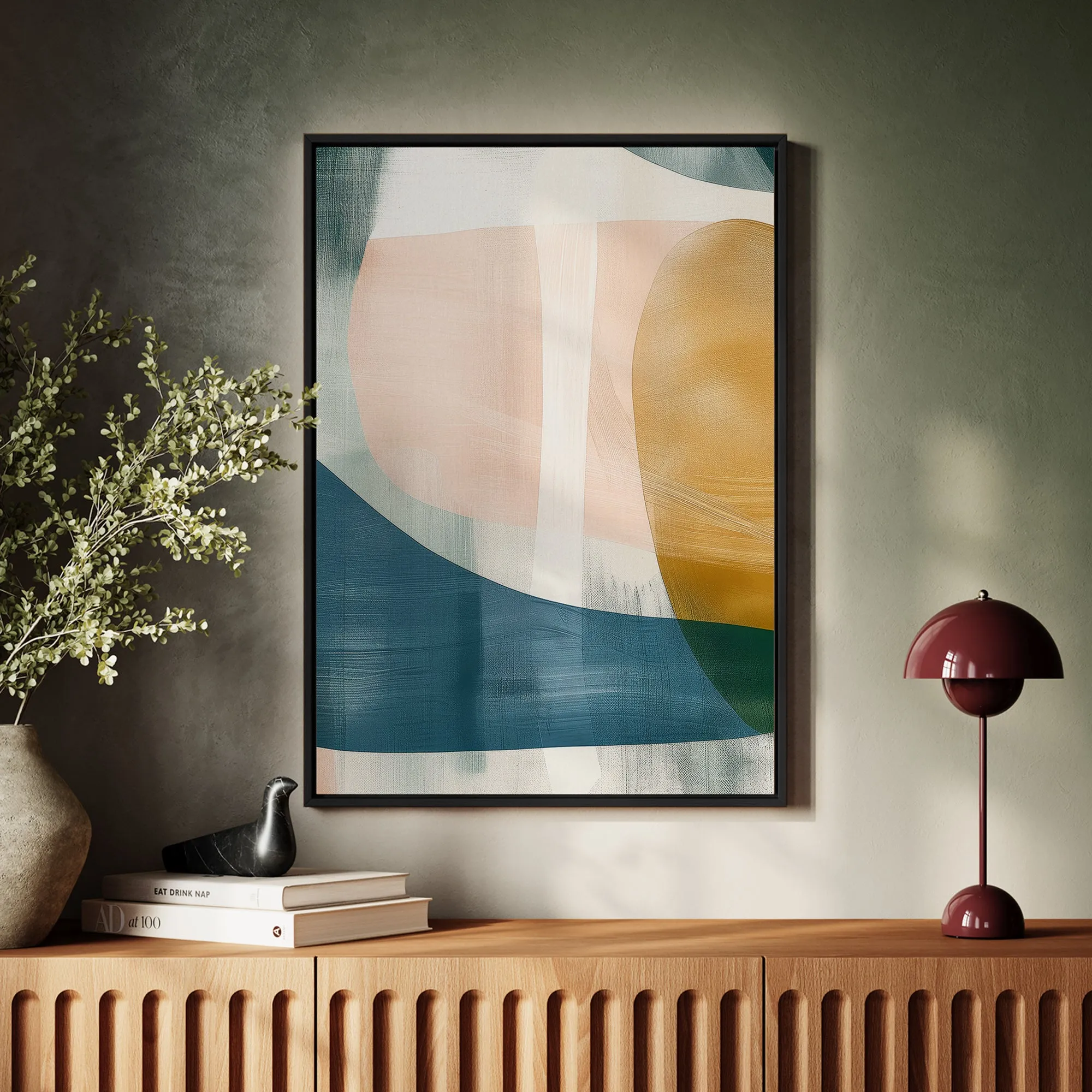 Canvas Wall Art Stretched Over Wooden Frame with Floating Frame and Abstract Painting CV4103