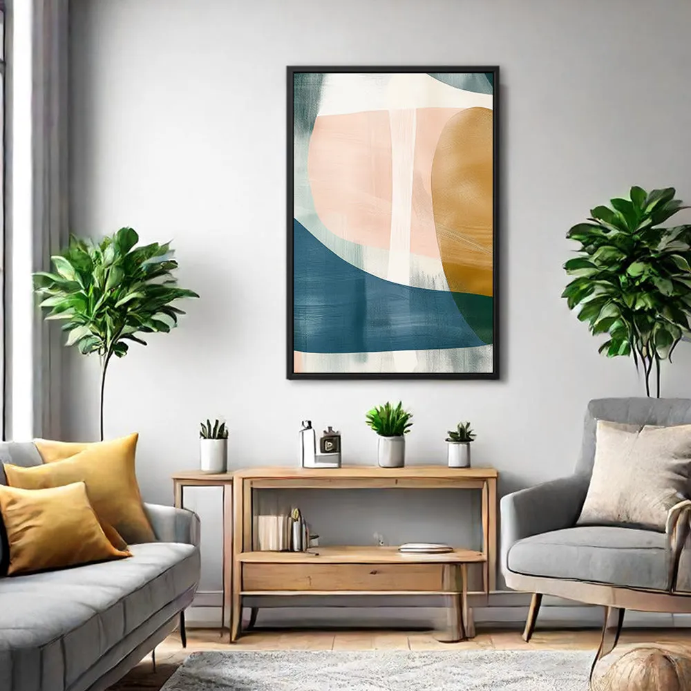 Canvas Wall Art Stretched Over Wooden Frame with Floating Frame and Abstract Painting CV4103