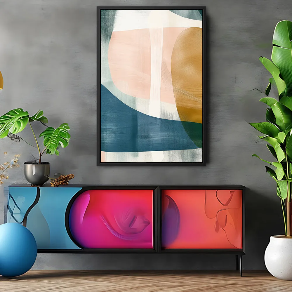 Canvas Wall Art Stretched Over Wooden Frame with Floating Frame and Abstract Painting CV4103