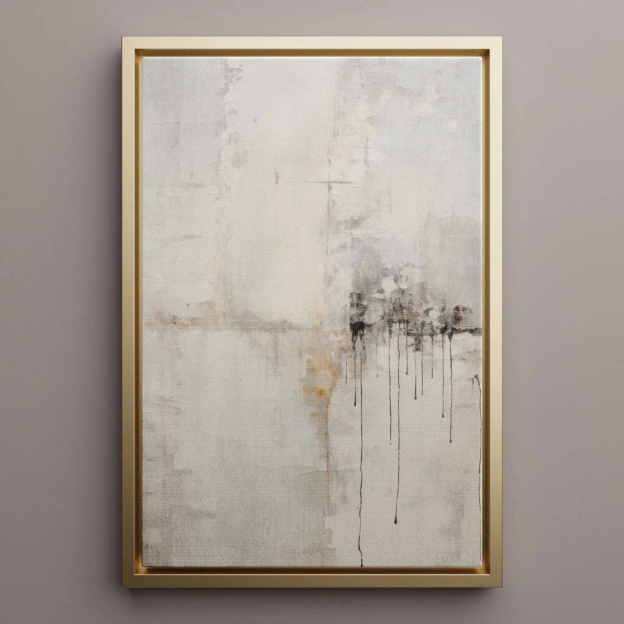 Canvas Wall Art Stretched Over Wooden Frame with Floating Frame and Abstract Painting CV4107