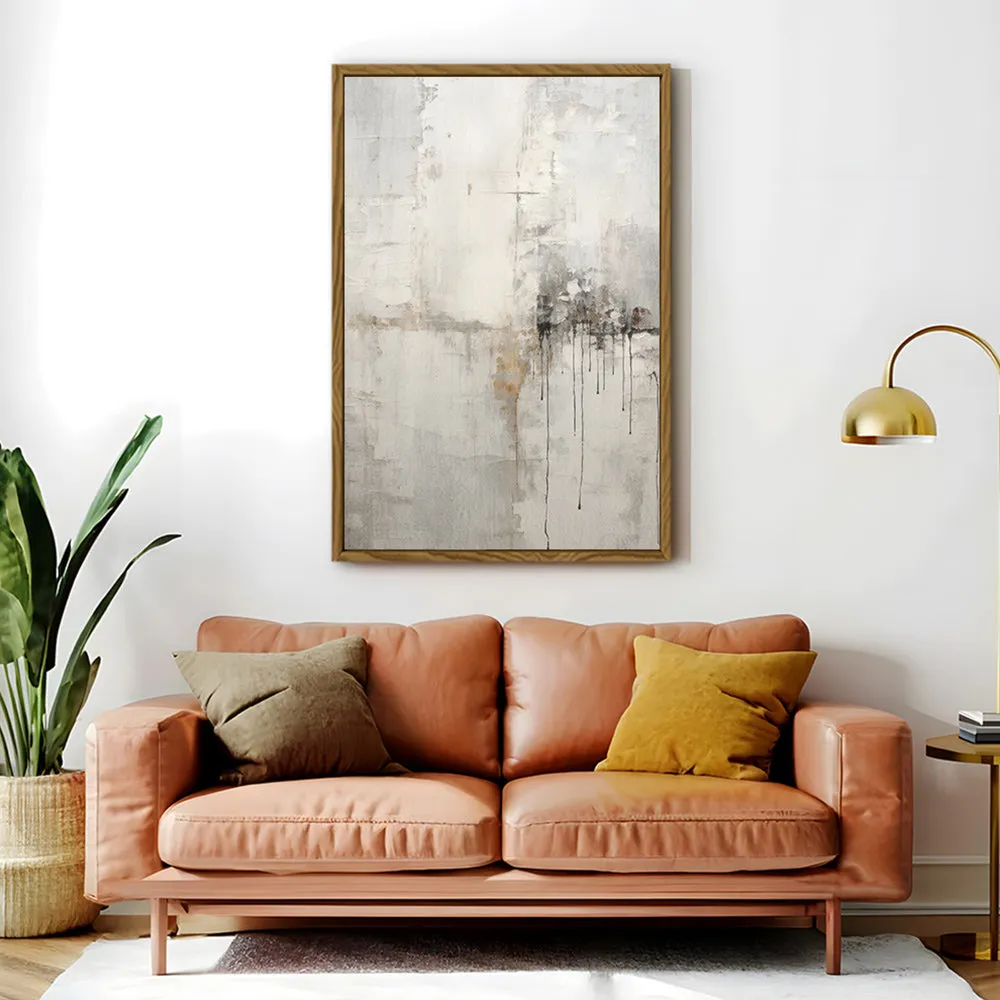 Canvas Wall Art Stretched Over Wooden Frame with Floating Frame and Abstract Painting CV4107