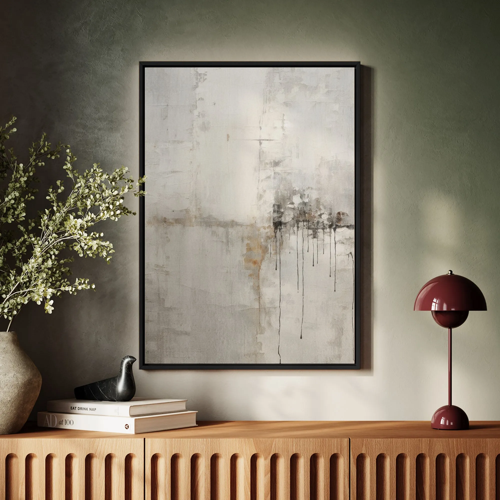 Canvas Wall Art Stretched Over Wooden Frame with Floating Frame and Abstract Painting CV4107