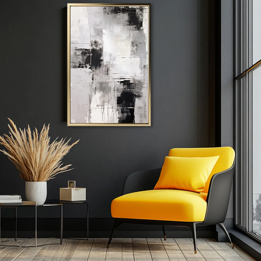 Canvas Wall Art Stretched Over Wooden Frame with Floating Frame and Abstract Painting CV4108