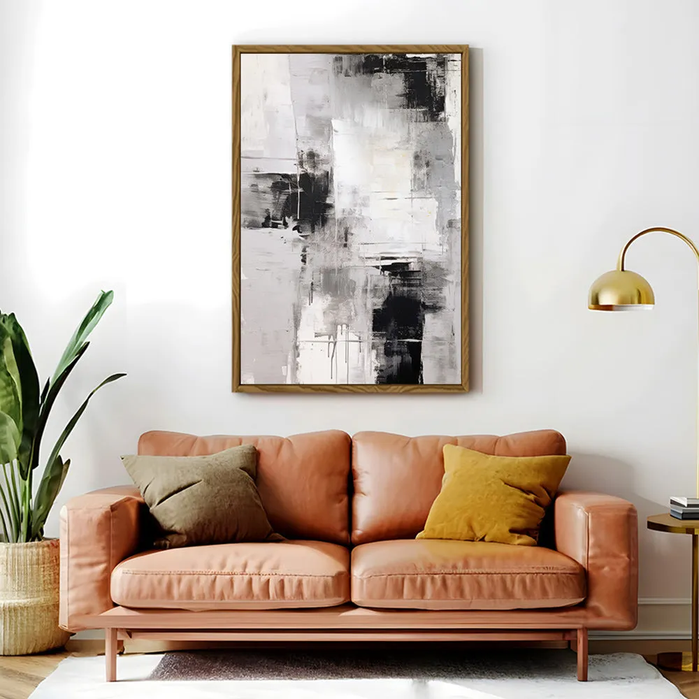 Canvas Wall Art Stretched Over Wooden Frame with Floating Frame and Abstract Painting CV4108