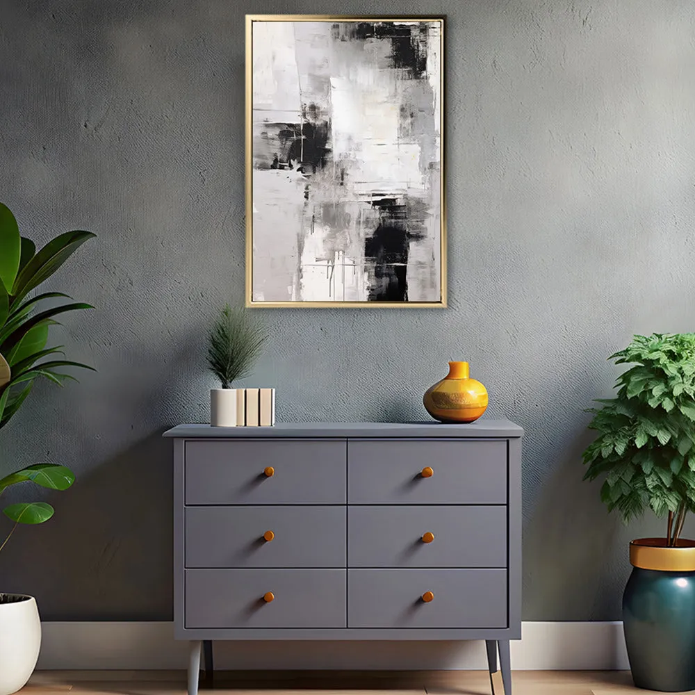 Canvas Wall Art Stretched Over Wooden Frame with Floating Frame and Abstract Painting CV4108