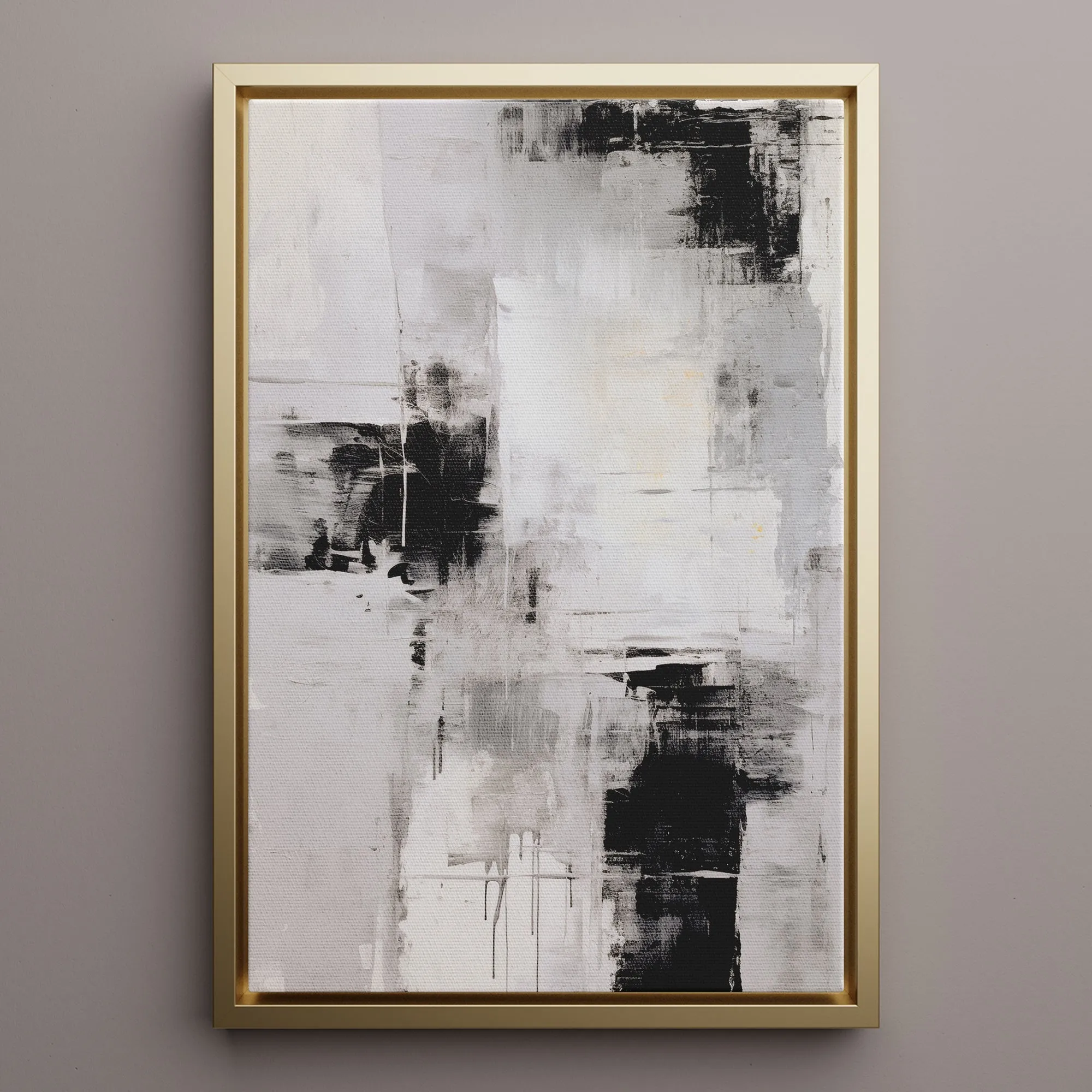 Canvas Wall Art Stretched Over Wooden Frame with Floating Frame and Abstract Painting CV4108