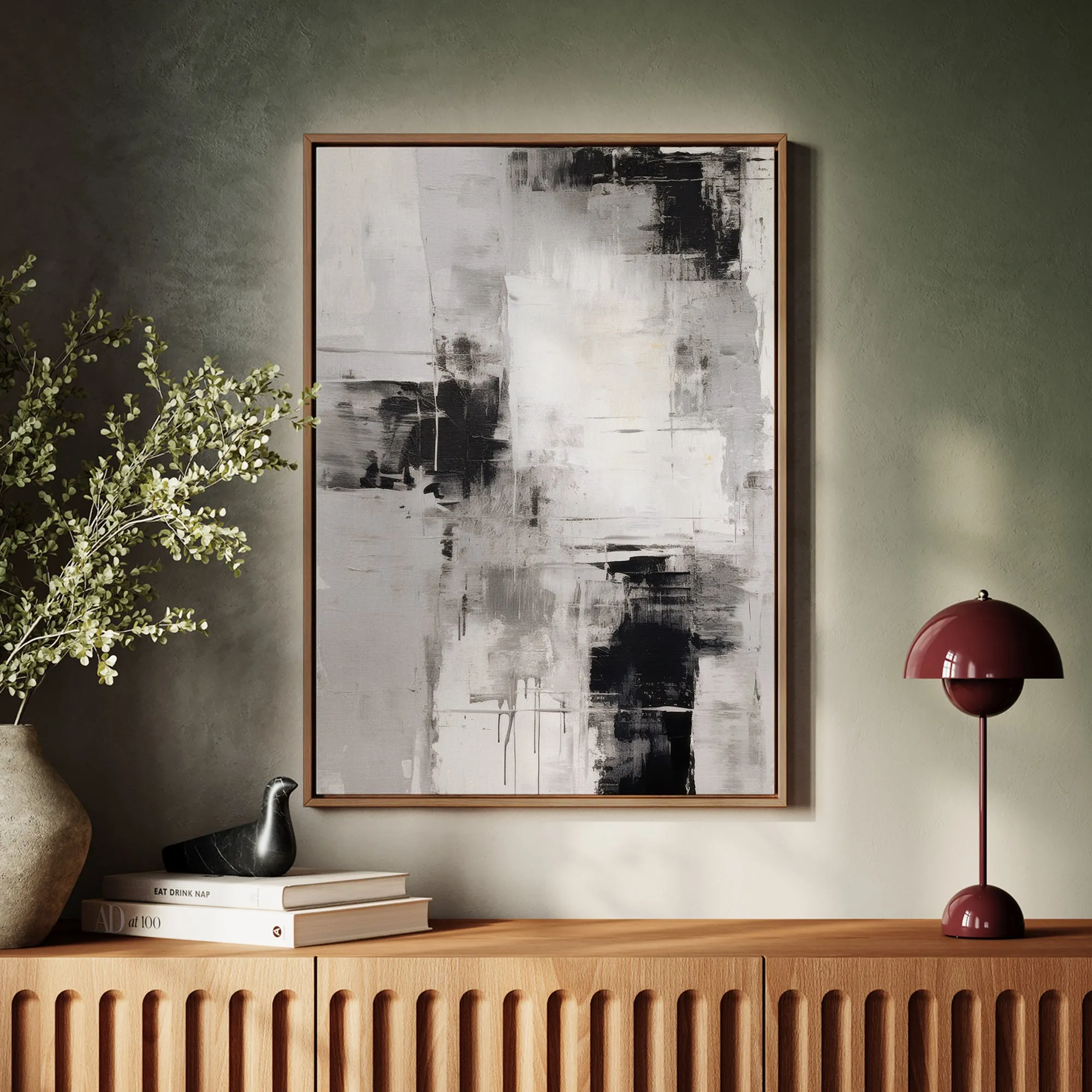 Canvas Wall Art Stretched Over Wooden Frame with Floating Frame and Abstract Painting CV4108