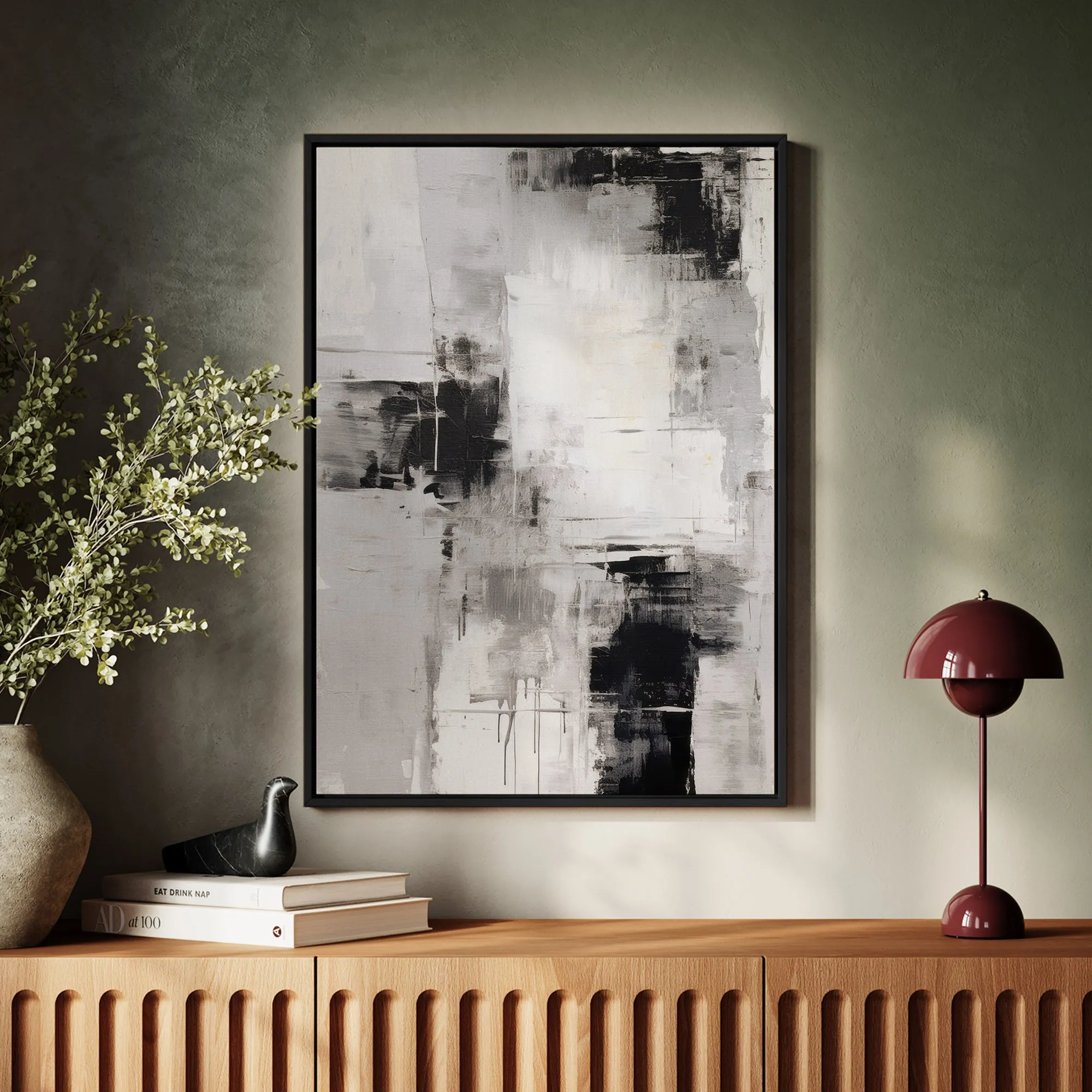 Canvas Wall Art Stretched Over Wooden Frame with Floating Frame and Abstract Painting CV4108