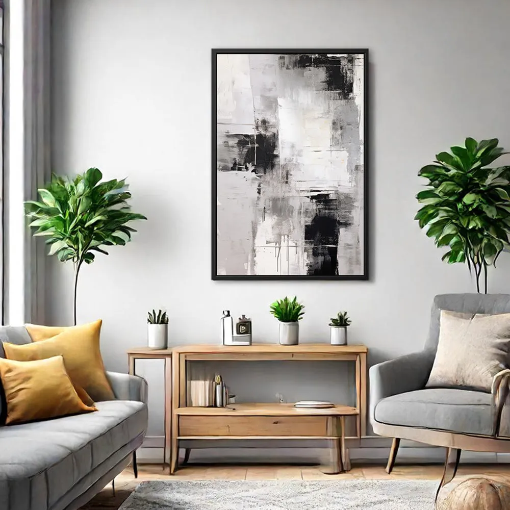 Canvas Wall Art Stretched Over Wooden Frame with Floating Frame and Abstract Painting CV4108