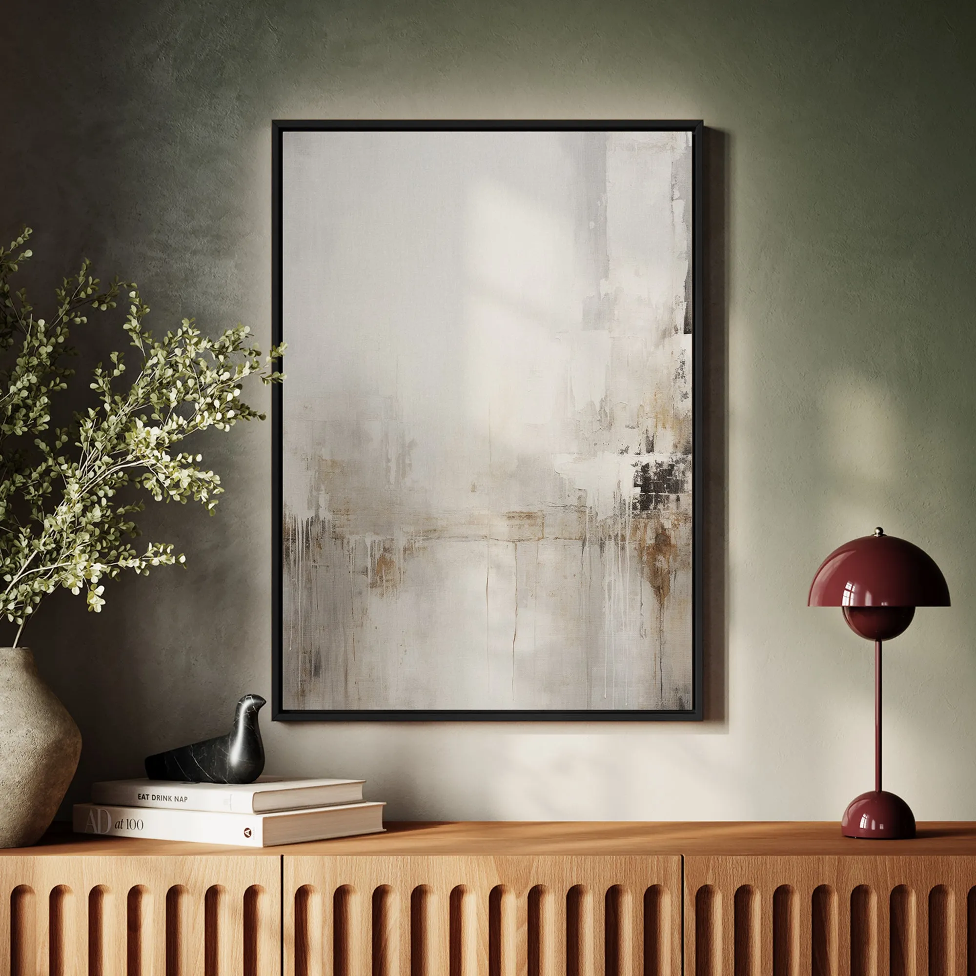 Canvas Wall Art Stretched Over Wooden Frame with Floating Frame and Abstract Painting CV4109