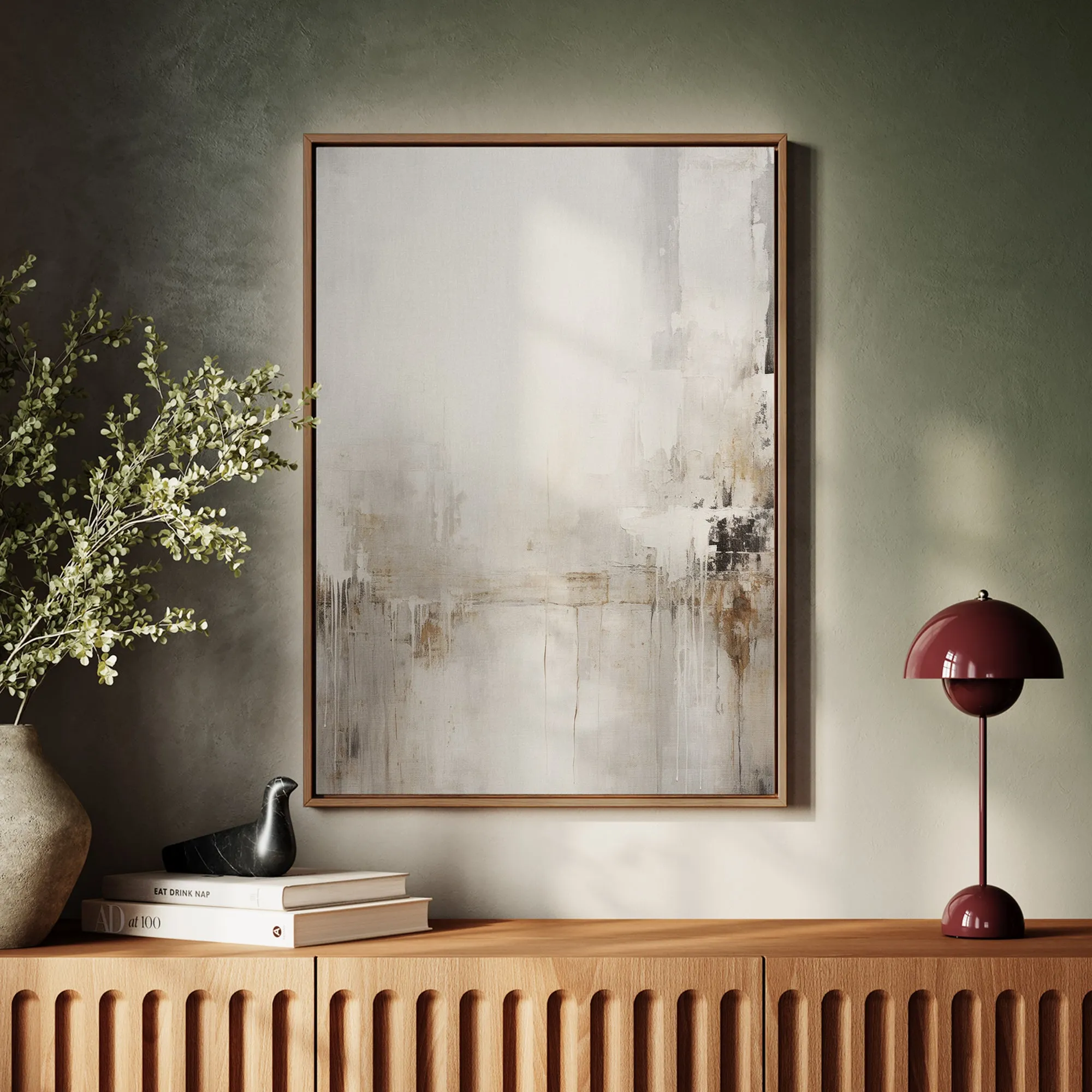 Canvas Wall Art Stretched Over Wooden Frame with Floating Frame and Abstract Painting CV4109