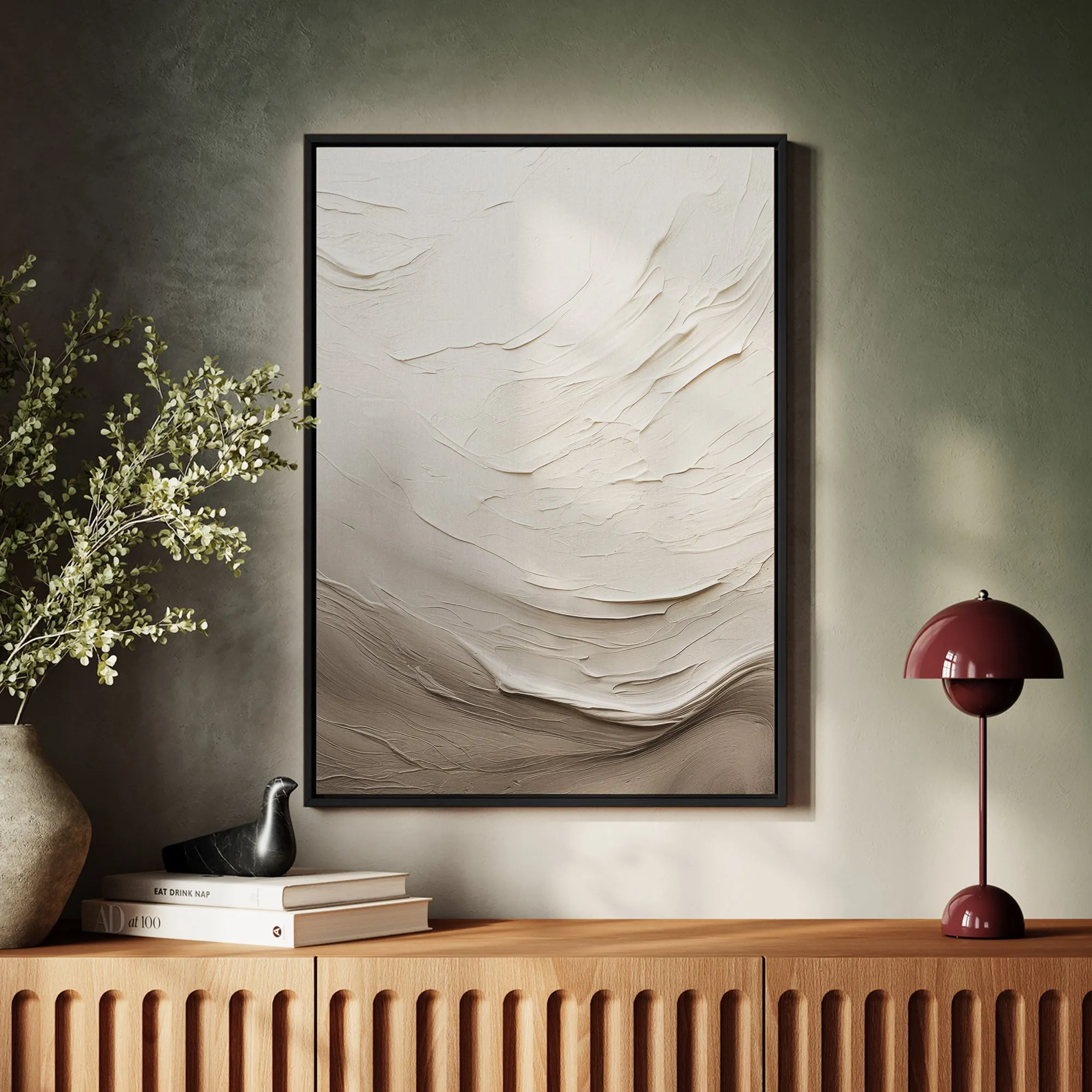 Canvas Wall Art Stretched Over Wooden Frame with  Floating Frame and Abstract Painting