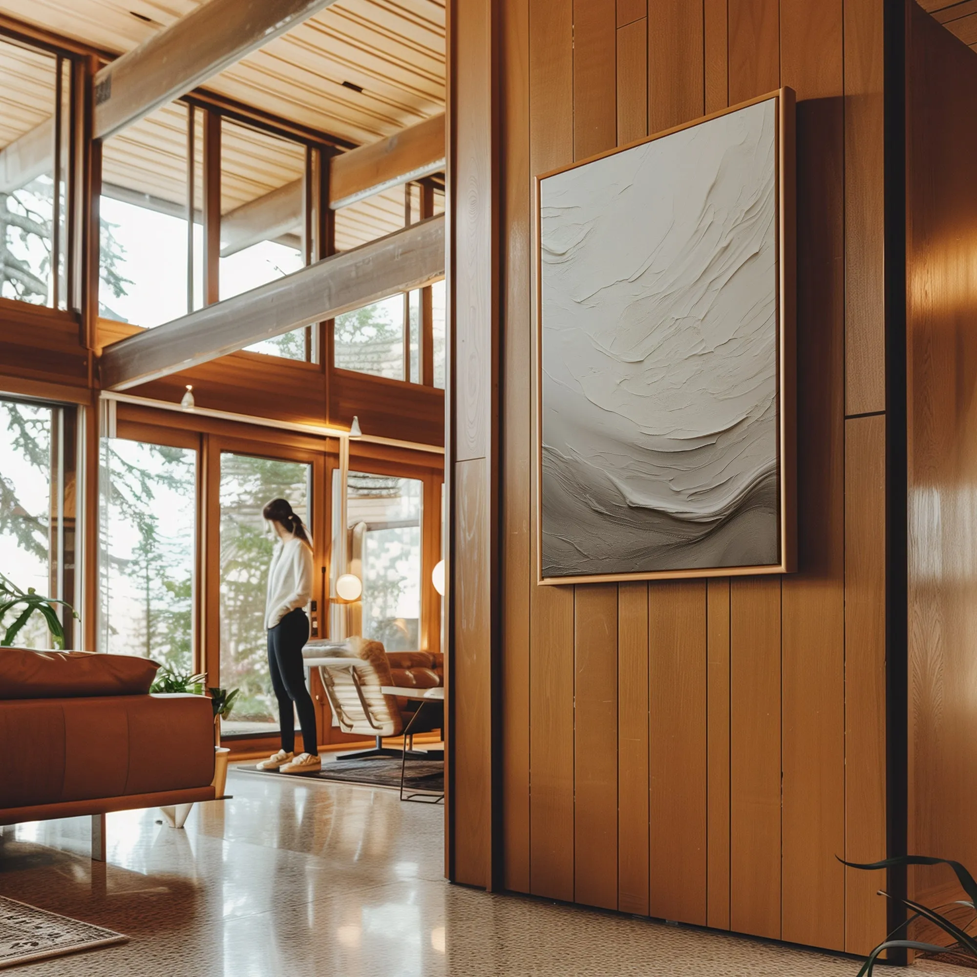 Canvas Wall Art Stretched Over Wooden Frame with  Floating Frame and Abstract Painting