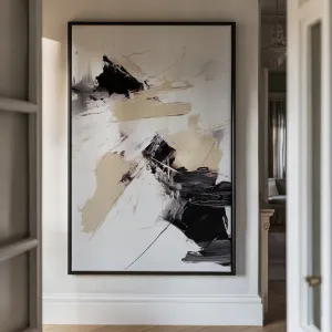 Canvas Wall Art Stretched Over Wooden Frame with Floating Frame and Black And Gold Spot Painting CV4117