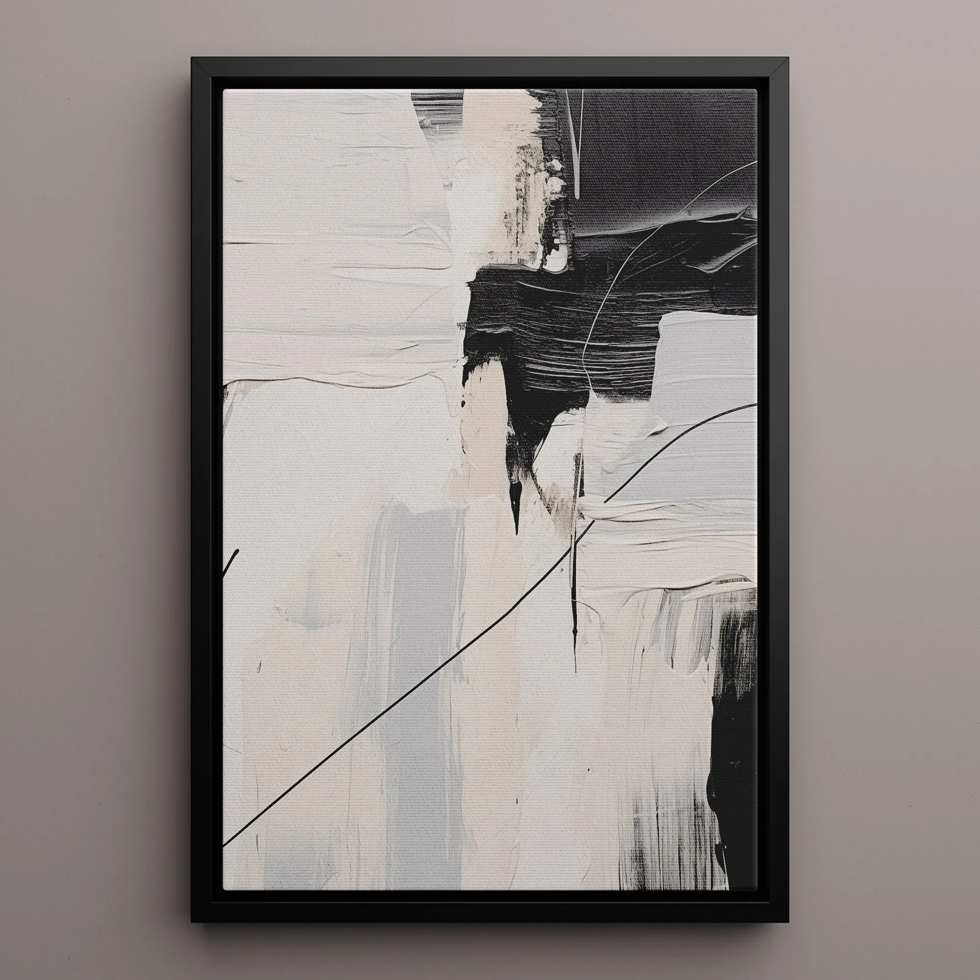 Canvas Wall Art Stretched Over Wooden Frame with Floating Frame and Black Stain Painting CV4124