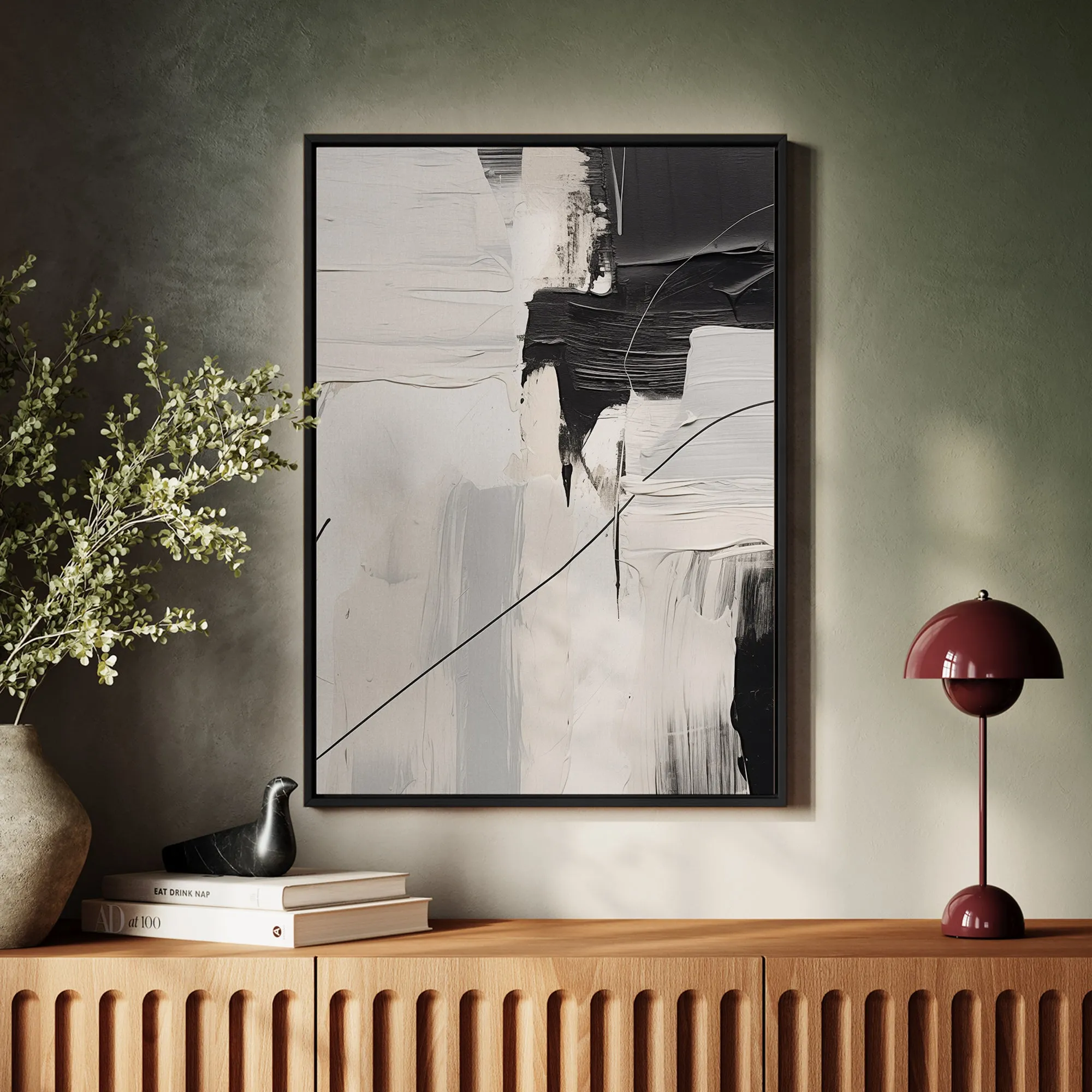 Canvas Wall Art Stretched Over Wooden Frame with Floating Frame and Black Stain Painting CV4124
