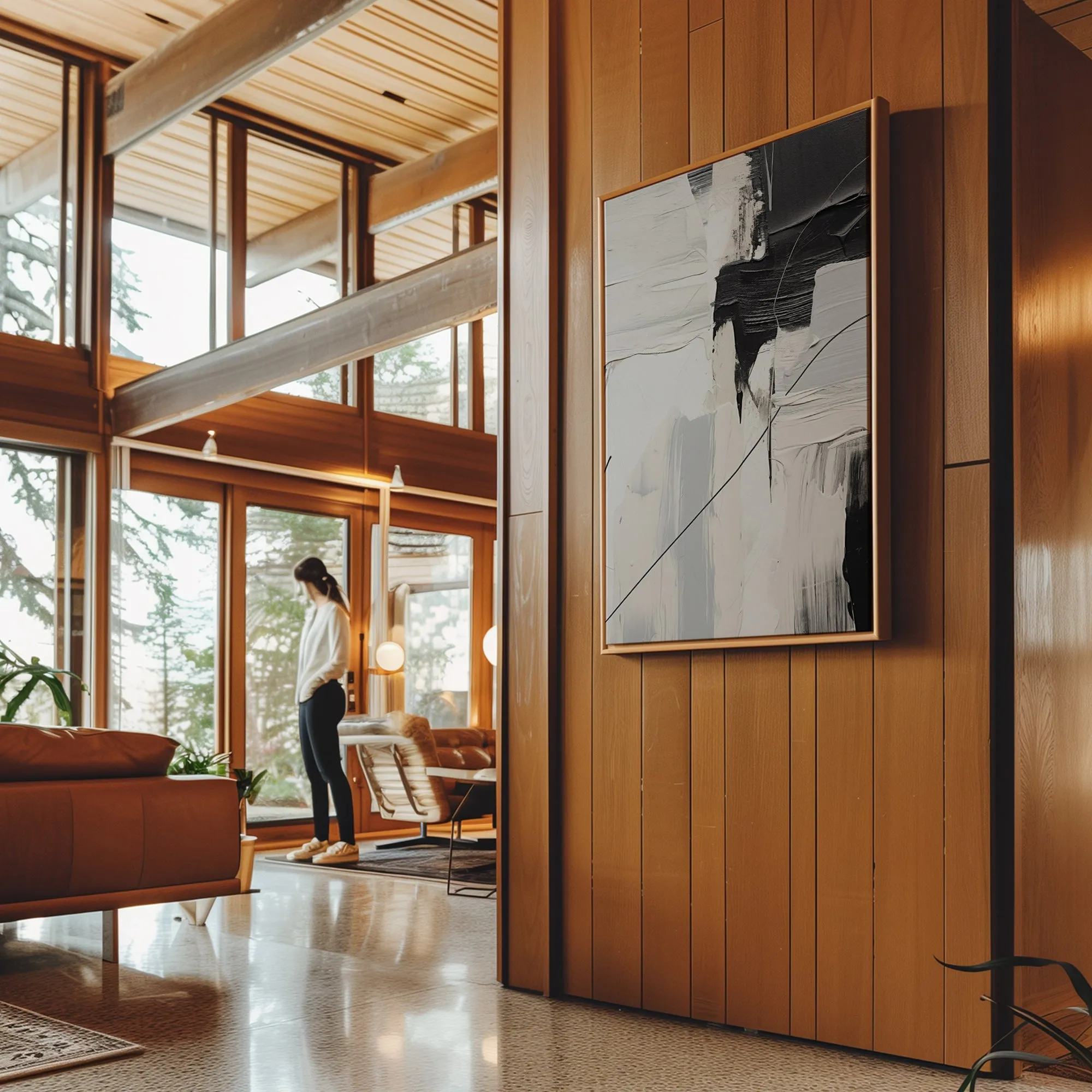 Canvas Wall Art Stretched Over Wooden Frame with Floating Frame and Black Stain Painting CV4124