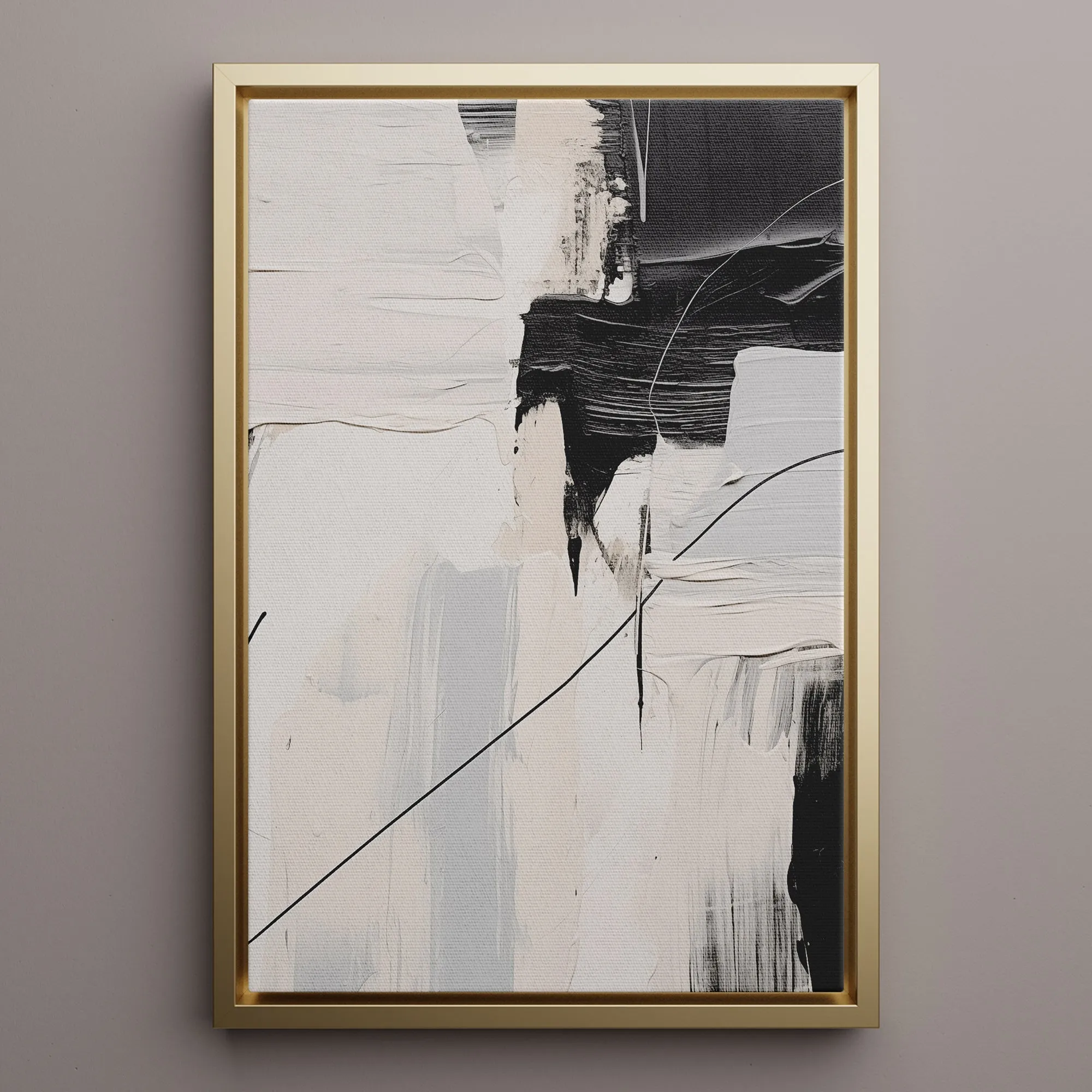 Canvas Wall Art Stretched Over Wooden Frame with Floating Frame and Black Stain Painting CV4124