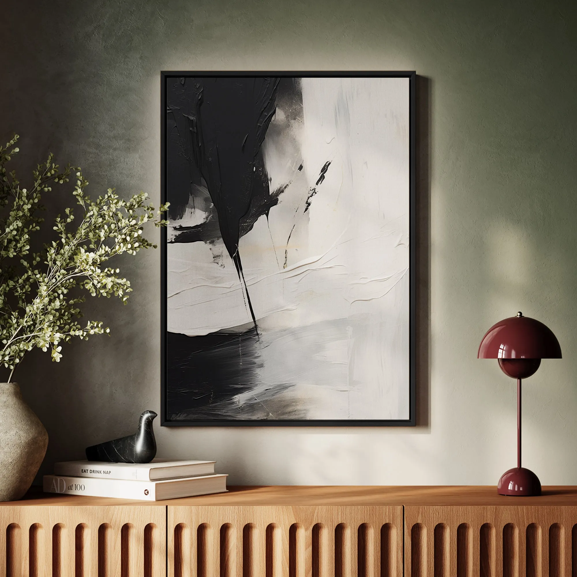 Canvas Wall Art Stretched Over Wooden Frame with Floating Frame and Black Stain Painting CV4125