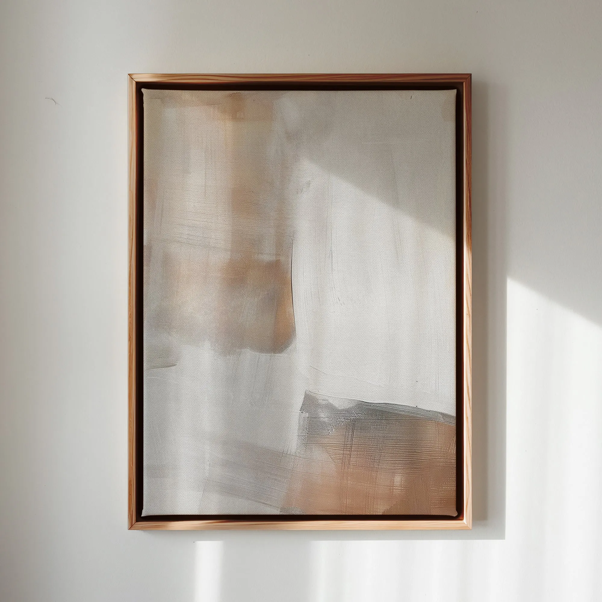 Canvas Wall Art Stretched Over Wooden Frame with Floating Frame and Brown Shades Abstract Painting CV4130
