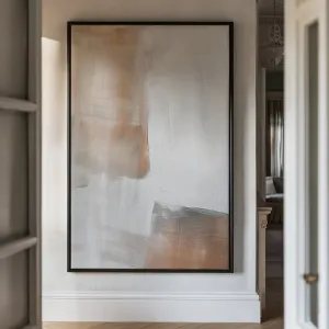 Canvas Wall Art Stretched Over Wooden Frame with Floating Frame and Brown Shades Abstract Painting CV4130